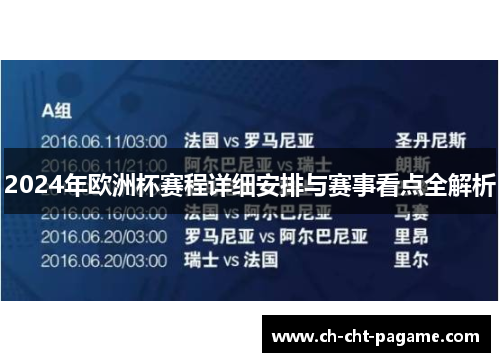 2024年欧洲杯赛程详细安排与赛事看点全解析 2024年欧洲杯赛程详细安排与赛事看点全解析